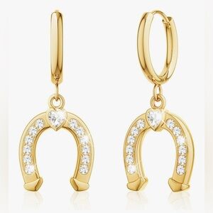 Gorgeous Dillards 18KT Dip White Topaz Horse Shoe earrings